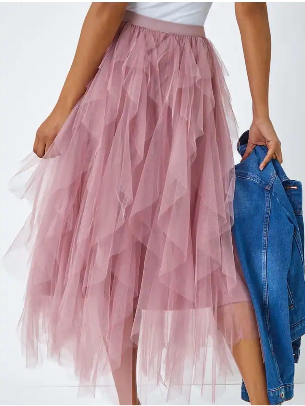 Chelsea & Violet Women’s Dusty Rose Layered Tulle Midi Skirt